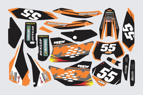 Kit Adesivo Moto Trilha Ktm Sx 125 525 2009 0,20mm Lm006 Cor ADESIVO KTM SX