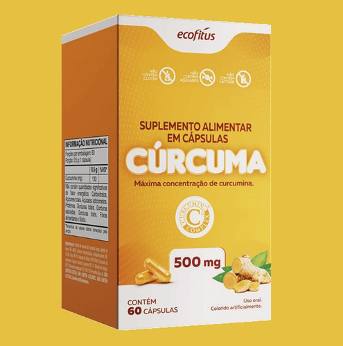 Suplemento Alimentar Curcuma 500mg C/ 60 Capsulas - Ecofitus