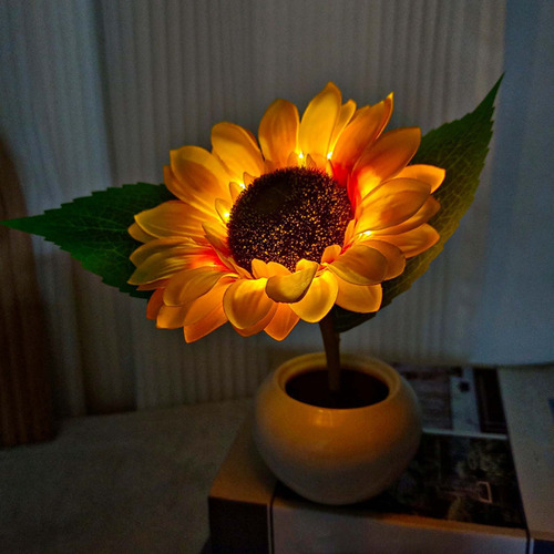 Luz Nocturna De Simulación Led Con Forma De Girasol Sin Celd