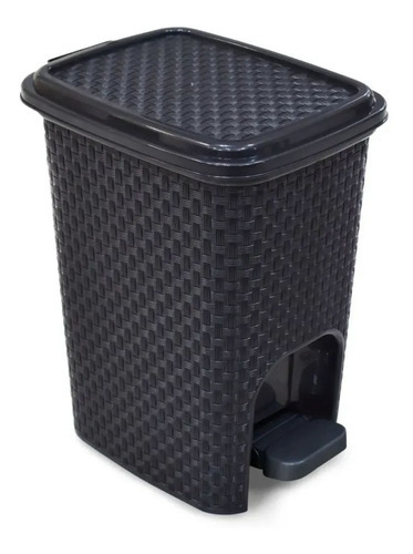 Lixeira Pedal 7 Litros Preta P/ Banheiro Rattan Cor Preto