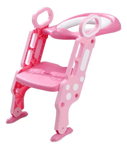 Adaptador Wc Para Niños 2-6 Años Con Escalera Plegable Rosa