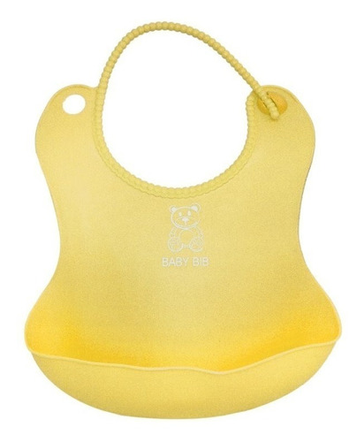 Babero de alimentación para bebés Cata Crumga, de plástico, fácil de limpiar, amarillo