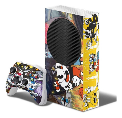 Adesivo Skin Xbox Series S E Dois Controles Cuphead B3