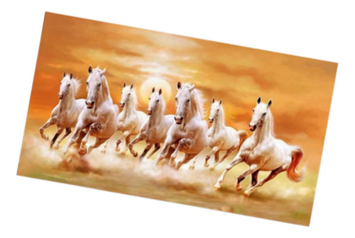 Cuadro Sobre Lienzo Con Siete Caballos, Cuadro Con Siete S