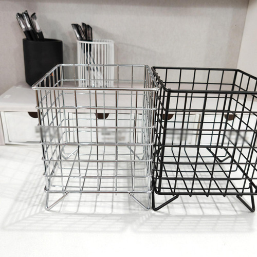 Cesta De Almacenamiento De Hierro, Organizador De Plata