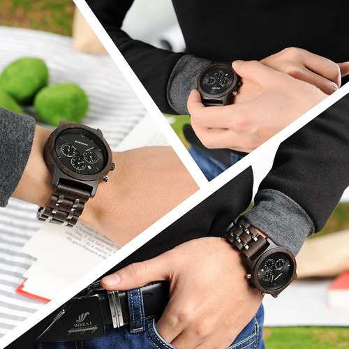 Bobo Bird Relojes De Madera Para Hombre Correa De Metal De M