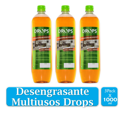 Desengrasante Multiusos Drops 1000 Ml X 3 Uds