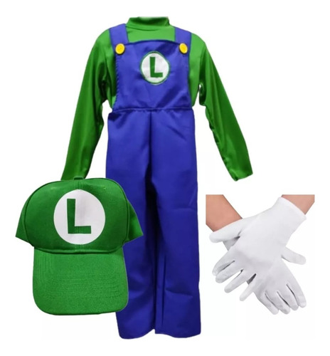Disfraz De Luigi Super Mario Bross Con Accesorios