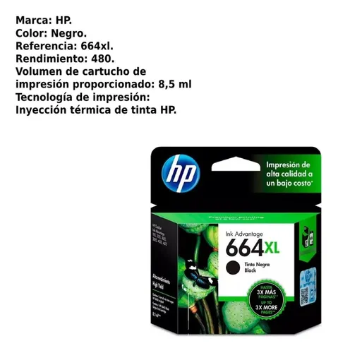 Kit X2 Cartuchos De Tinta Hp 664xl Originales Negro Y Color
