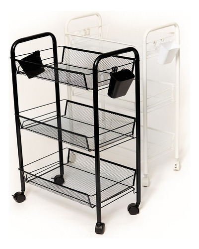 Carrito Organizador Metal Plegable Ruedas 360 Tres Niveles