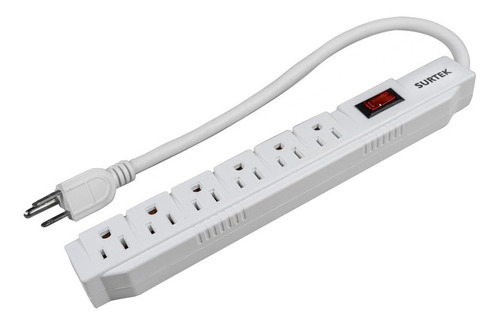 Supresor De Picos 6 Entradas Cable 450j De 45 Cm Surtek