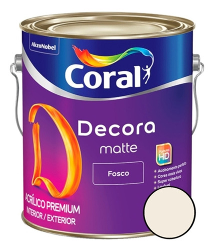 Tinta Acrílica Fosca Coral Decora 3,6lt Branco Premium Matte