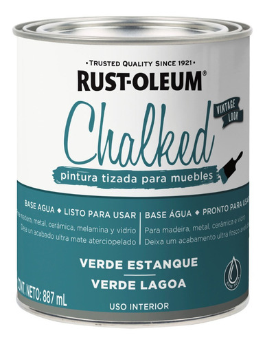 Pintura Tizada Chalked Muebles Rust Oleum 887 Verde Estanque