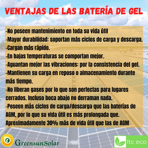Imagen 2 de 9 de Batería Gel 12v 275ah Ciclo Profundo Solar Paneles