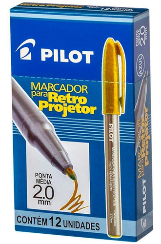 Caneta Para Retro Projetor Pilot 2.0mm Amarela Com 12un