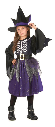 Disfraz De Hallowen De Bruja Para Niñas. (110-120cm Altura)