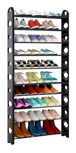 Organizador De Zapatos 10 Pisos Para 30 Pares Shoe Rack D Color Negro