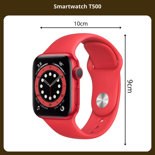 Smartwatch T500 Llamadas Con Cargador Usb 220v 1a Celular Rojo Liso Rojo Negro