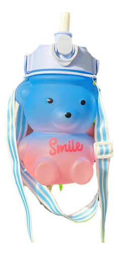 Botella De Agua Kawaii Big Belly Cup Con Forma De Pajita Con Color Azul