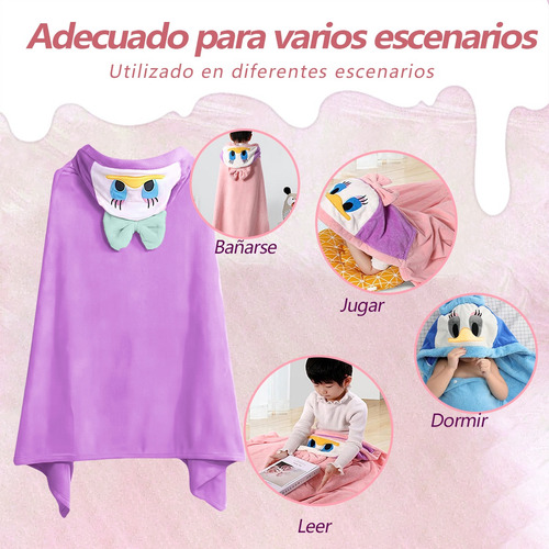 Toallas De Baño Infantil Con Capucha De Dibujos Animados Violeta