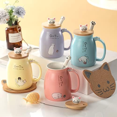 Taza De Café Bignosedeer Cute Cat Kawaii De Cerámica, 380 Ml