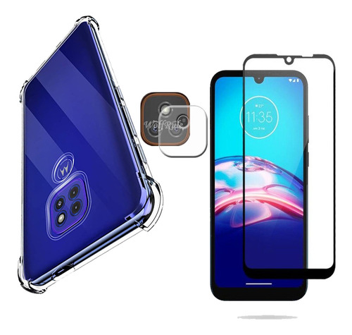 Imagem 1 de 4 de Capa Capinha Anti Impacto Moto E7 Plus + Pelicula 3d +camera