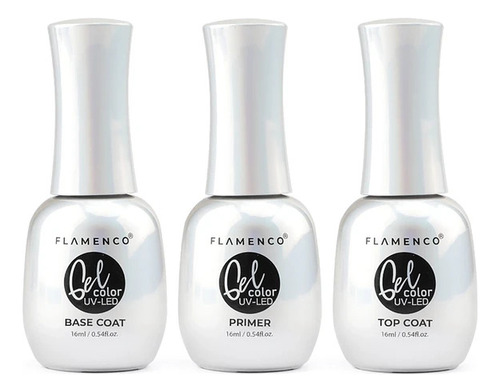 Primer + Base Coat + Top Coat De 15ml Flamenco