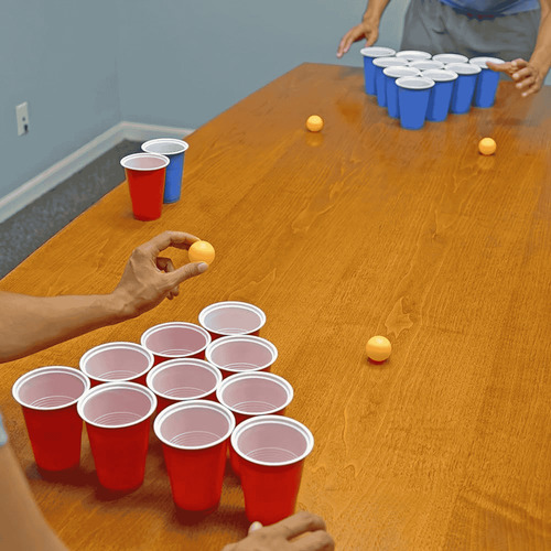 Jogo Beer Pong 12 Copos 500ml E 2 Bolinhas Cerveja Pong