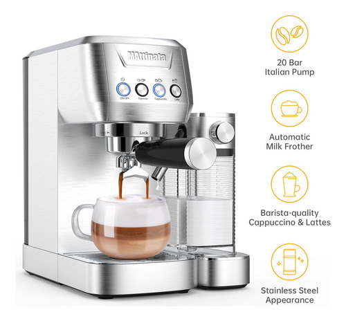 Máquina Café Expreso Capuchino Automático Doble Pared 20 Fil