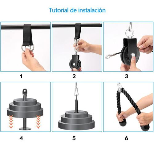 Mancuernas Y Polea De Gimnasio En Casa Cable Ajustable 2m