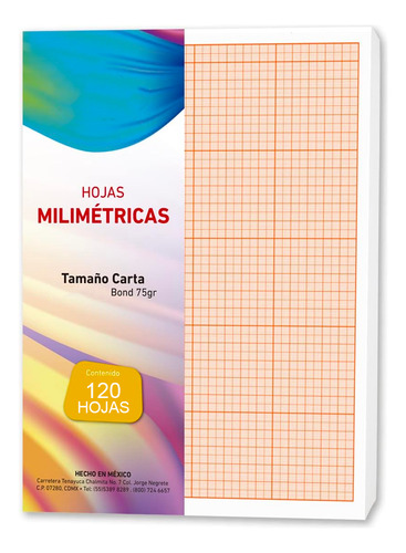 Hojas De Papel Block Milimetrico 90g Tamaño Carta A4 120 Pzs