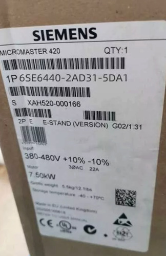 New Siemens 6se6440-2ad31-5da1 Frequency Converter Bbt