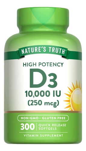 Nature's Truth Vitaminas D3 10000 Iu Softgels 300 Cápsulas