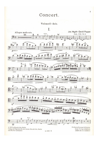 J. Haydn: Konzert Fur Cello Und Klavier, Hob.viib Nr.5.