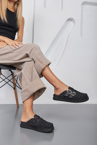 Zuecos Mules Suecos Base Eva Mujer Gamuza Hebillas Moda Melu
