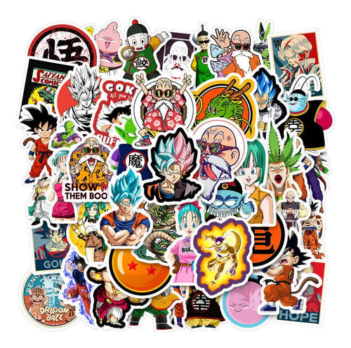 Dragon Ball Z 50 Calcomanias Stickers Contra Agua Anime Goku