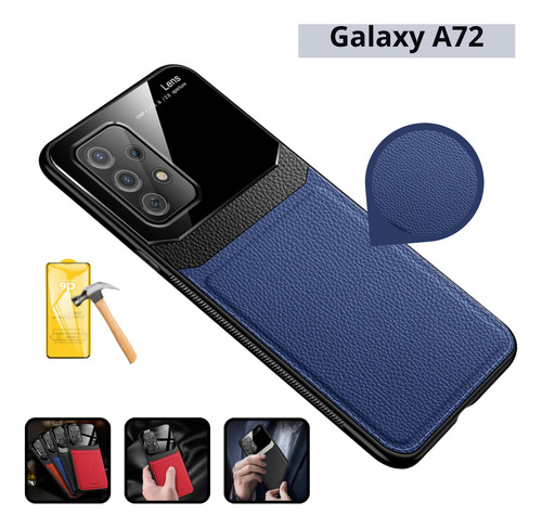 Funda Para Galaxy A72 Con Mica Varios Modelos Antigolpes Azul Delicate