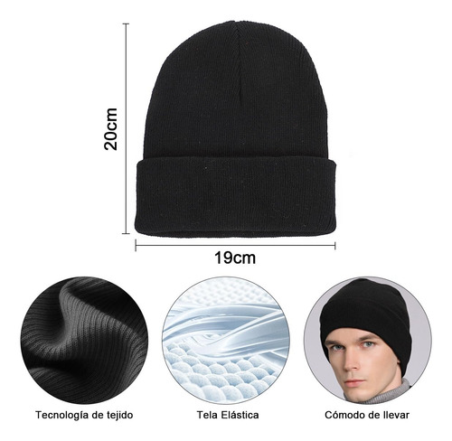 3 Peças De Chapéu Térmico Preto De Inverno, Cachecol E Luvas