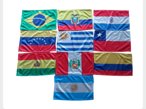 10 Banderas Paises Tela 16 X 26
