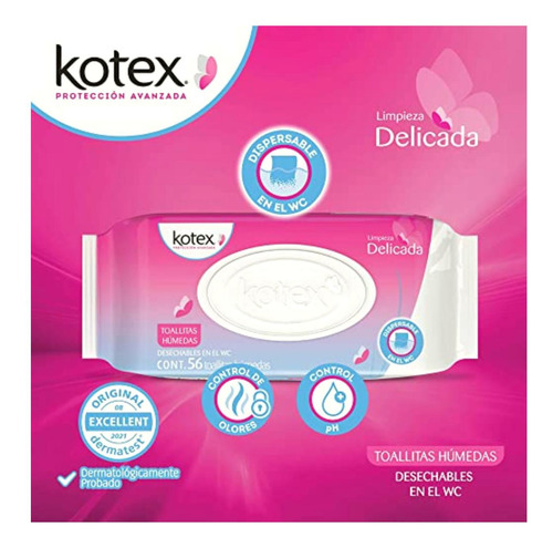 Kotex Toallitas Húmedas Para Higiéne Íntima, 1 Paquete