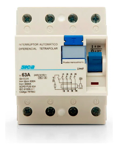 Disyuntor Diferencial Sica 4x63 Tetrapolar 300ma