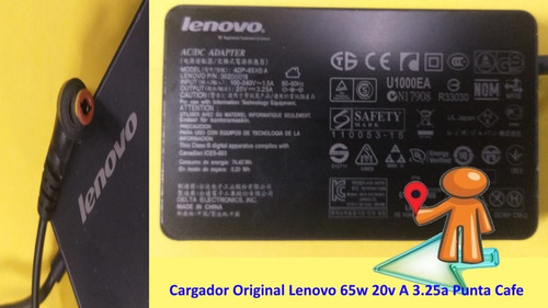 Cargador Original Lenovo 65w 20v A 3.25a Punta Cafe