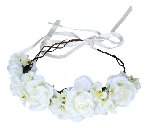 Diadema De Flores Para Mujer, Corona Floral Nupcial, Beige