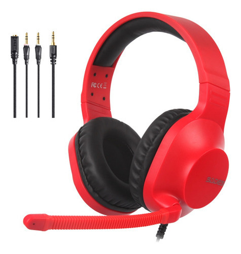 Headset Gamer Sades Spirits Multiplataforma P/ Ps4 Ps5 Vr Xbox Cel Pc Notebook Nintendo Switch Fone De Ouvido Com Microfone Vermelho