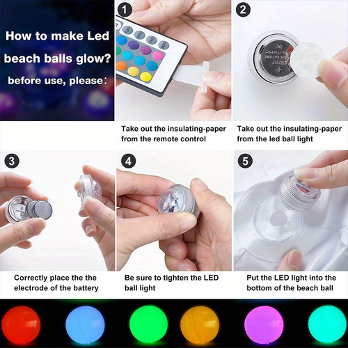 Bola De Luz Led Colorida Con Control Remoto, 2 Piezas