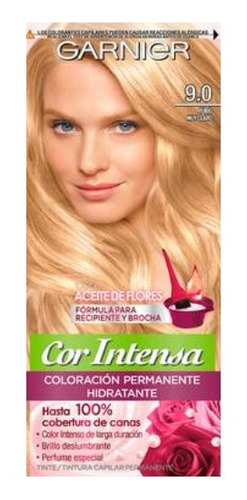 Kit Tintura, Oxidante Garnier  Cor intensa Kit Coloración Permnente Hidratante Garnier Cor Intensa tono 9.0 rubio muy claro para cabello
