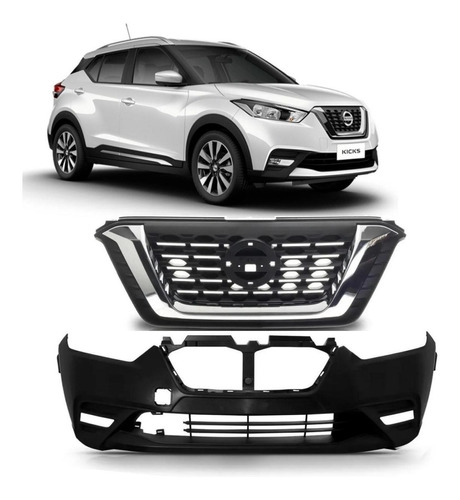 Parachoque Nissan Kicks 2016 17 18 19 2020 C/ Grade Fosca