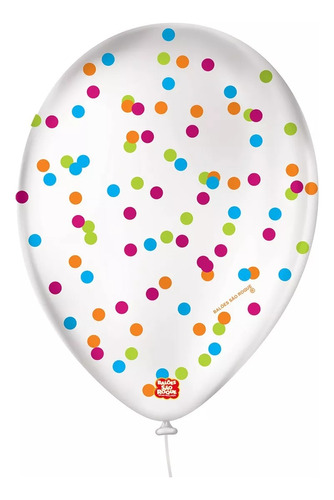 25 - Balões Bexiga Confete Bolinha  Color Transparente 