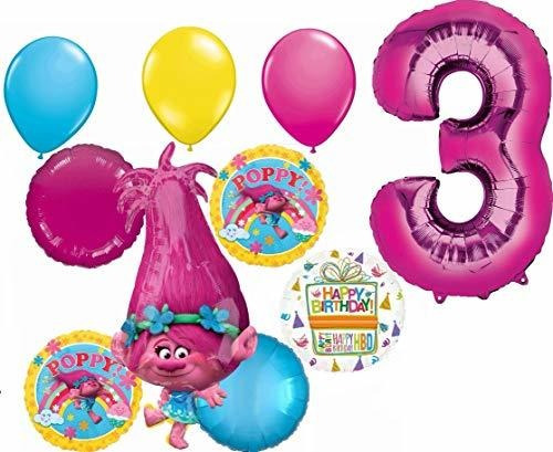 Trolls Party Supplies 3er Cumpleaños Kit De Decoración De R