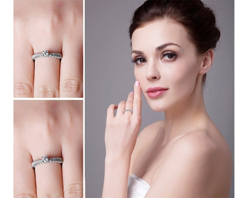 Imagen 5 de 8 de Anillo De Compromiso En Plata 925 Zircones Con Estuche